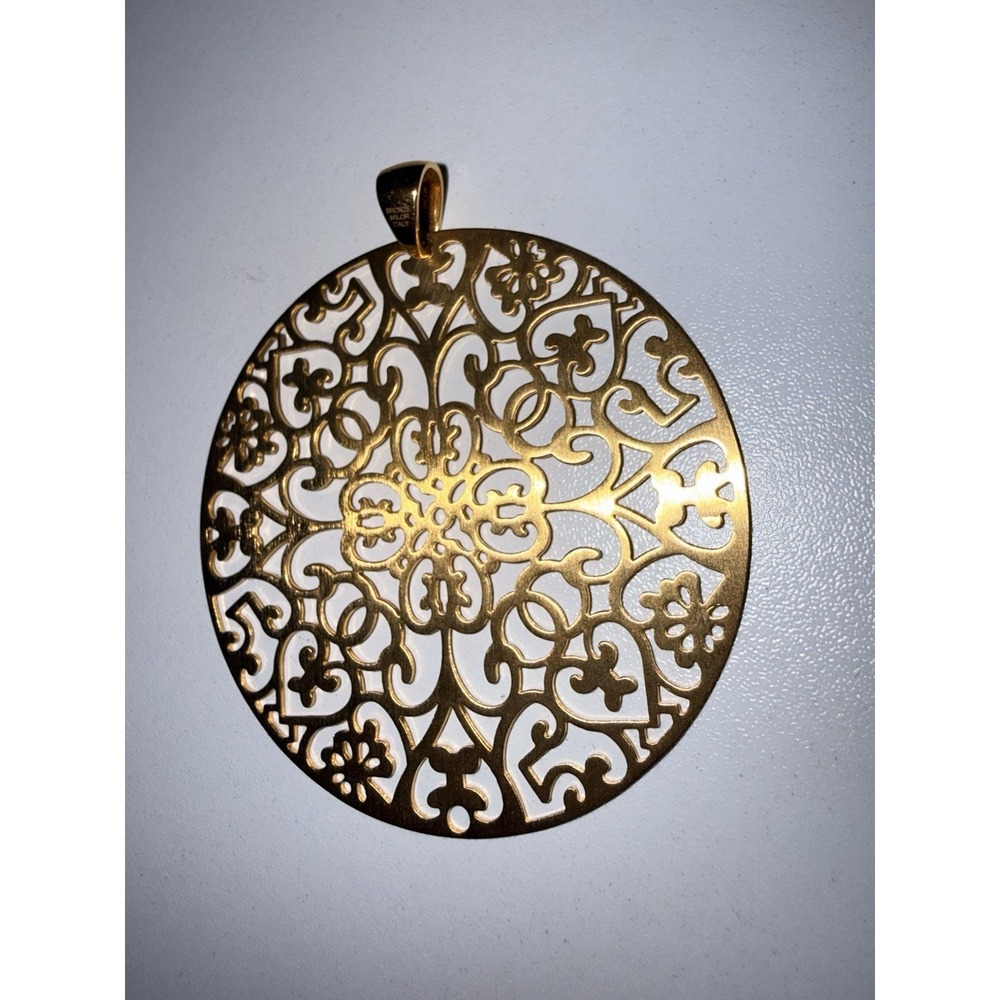 Bronze Milor Italy  Circle Disk Medallion‎ Heart Pendant Only
